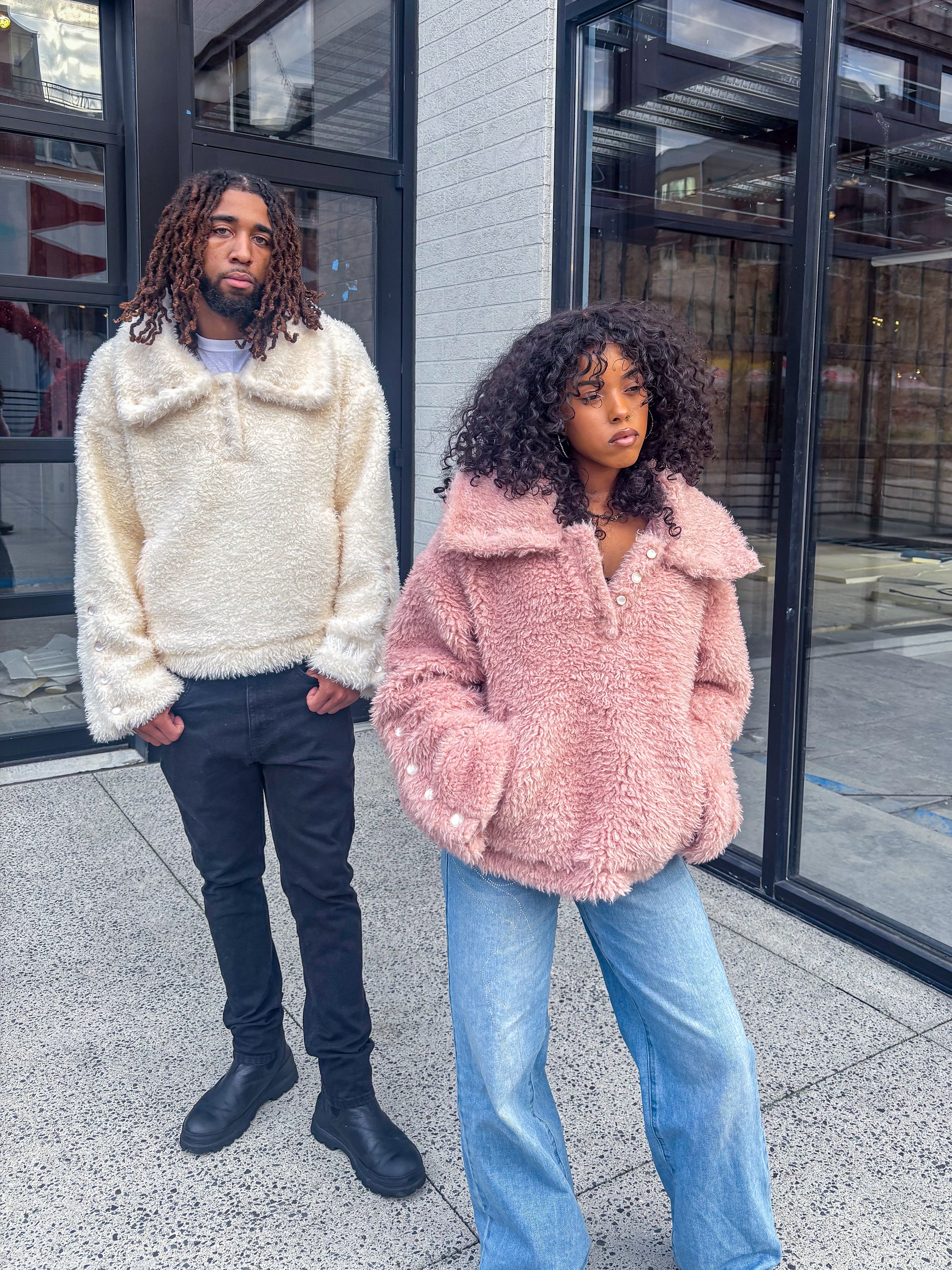 Blanc/Rose Fleece Jacket - Premium Soft Fleece | Hassan