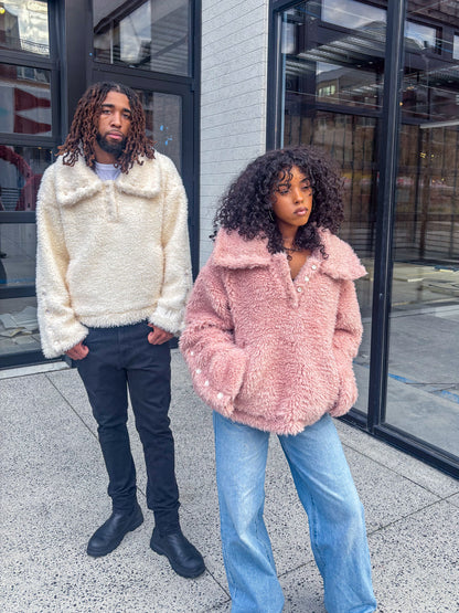 BLANC/ROSE FLEECE JACKET