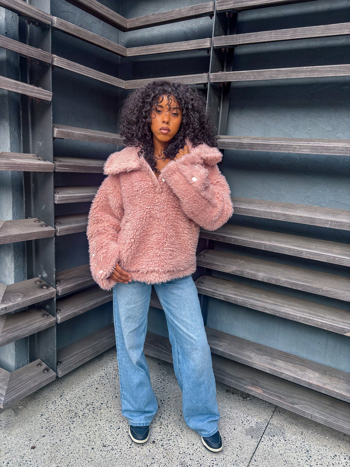 blanc/rose fleece jacket