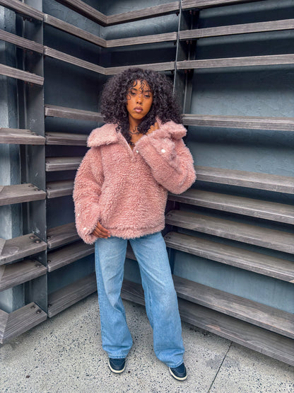 BLANC/ROSE FLEECE JACKET